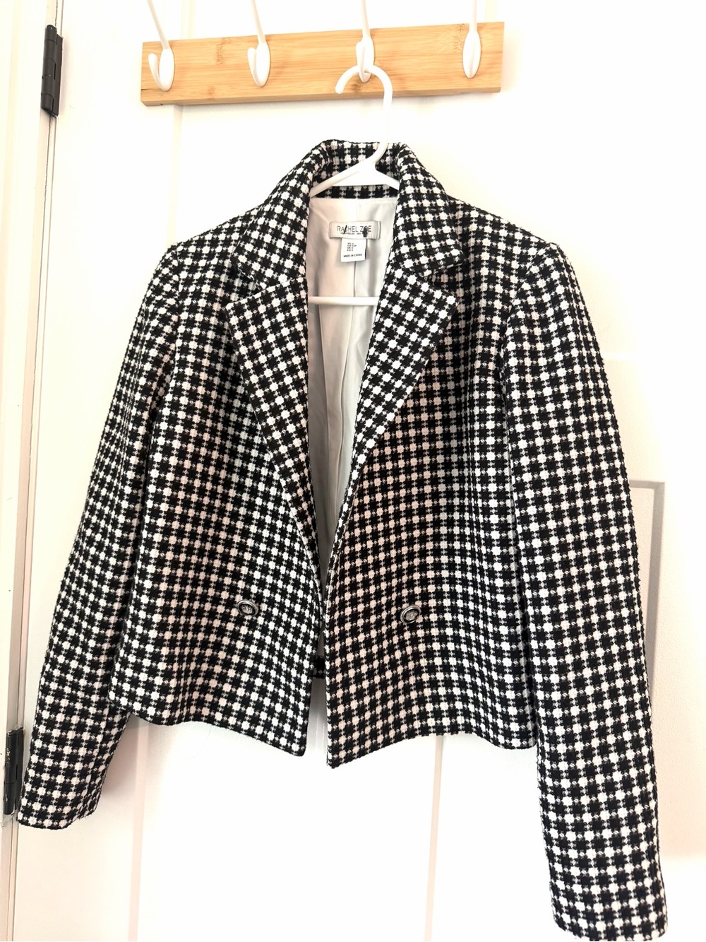 Classic Black & White Checked Women's Blazer Jacket Rachel Zoe sz small